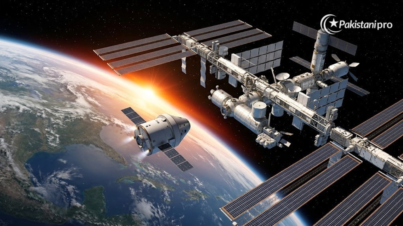 Pakistan's first astronaut: space station orbiting Earth (AI illustration)