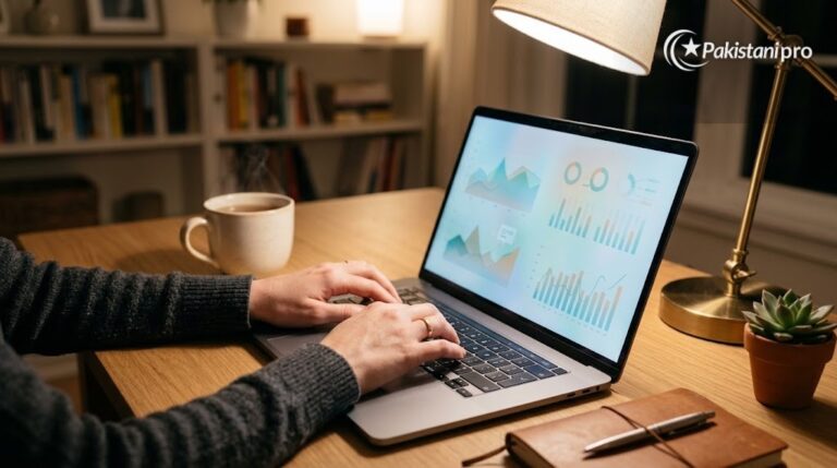 Pakistani freelancers earnings: freelancer working on a laptop (AI illustration)